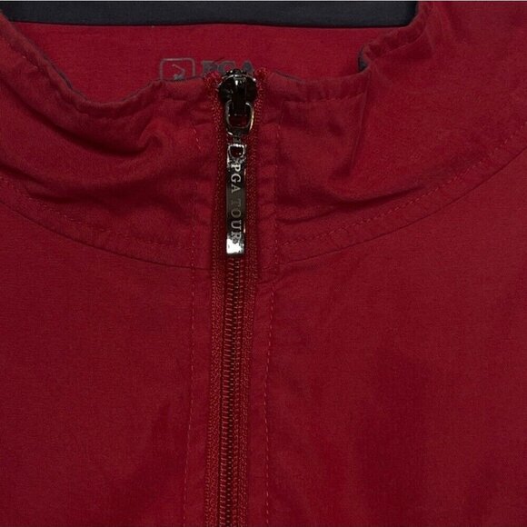 Men's PGA Tour Golf Windbreaker Quarter Zip Pullover Burgundy / Charcoal SZ XXL - Picture 4 of 12